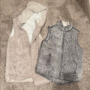Cozy Sherpa Vest Duo - Beige Hooded + Gray Zip